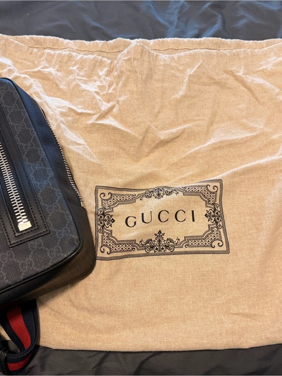 Gucci Beige Logo Drawstring Dust Bag with Black Print